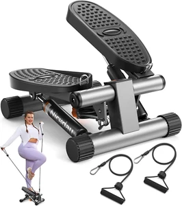 Steppers for Exercise - Mini Stair Stepper with Resistance Bands and LCD Monitor - Picture 1 of 10