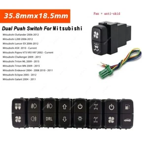 Dual Push Switch Button Fog Lights For Mitsubishi w/Wire (Fan&Anti-skid) - Foto 1 di 11