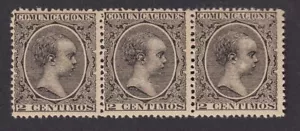 Spain 1899 Alfonso XIII Pelon 2c black strip 3 - plate variety - see description - Bild 1 von 2