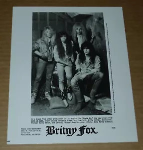 BRITNY FOX Band 8x10 Promo PHOTO Hair Metal 1989 Hard Rock GLAM - Bild 1 von 5