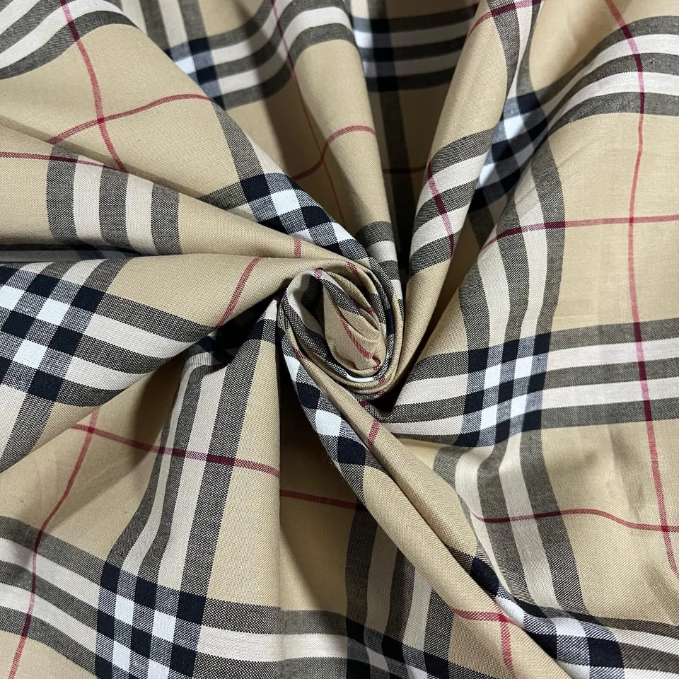 TEXTILE STATION Abito a quadri beige 100% cotone materiale tartan ispirato al designer tessuto 58"