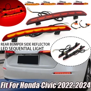 Luces reflectoras de parachoques trasero LED rojas con parpadeo secuencial para Honda Civic 2022+ - Imagen 1 de 12