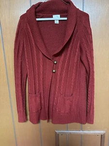 Motherhood Maternity Sz S Red tunic knit sweater With Collated Neck & Buttons - Picture 1 of 3
