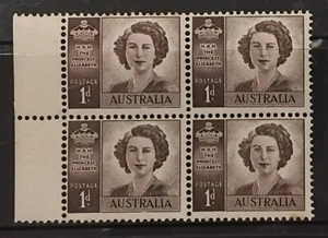 Australia Stamps 1947 1d Princess Elizabeth Block Of 4 Mint (64) BARGAIN - Picture 1 of 2