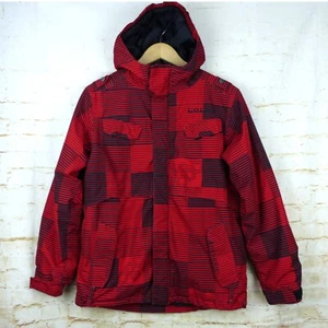 686 Snowboarding Jacket Youth XL Red Smarty Block Stripe Insulated Hooded Ski - Picture 1 of 18
