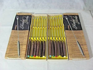 2 Boxed Sets-6 Piece Wood Handled Color Coded Stainless Steel Fondue Forks - Picture 1 of 12