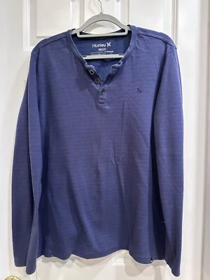 Camisa Top Hurley Nike Dri Fit Azul Rojo Rayas Manga Larga Rendimiento Talla L Hombres Foto 1 de 4