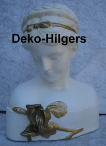 Büste Iris Kopf Figur Frau Stuckgips Skulptur Deko Statue Cem Gold Optik 2004 - Picture 1 of 1