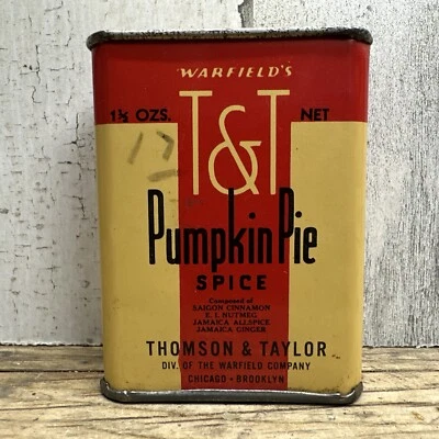 Vintage Warfields T & T Pumpkin Pie  Spice Tin Thomson & Taylor Chicago UNOPENED - Image 1 of 4