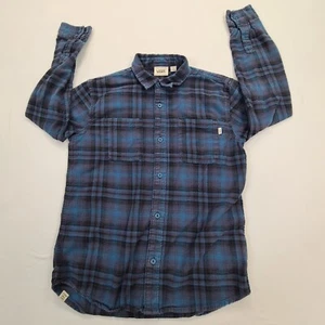 Vans Shirt Boys Large Blue Button Up Casual Comfort Plaid Teens Youth - Picture 1 of 6