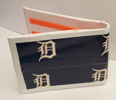 Detroit Tigers Bi-Fold Duct Tape Wallet MLB baseball handmade minimalist duck - Image 1 of 3