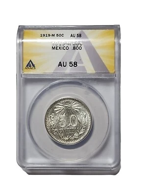 1919 Mexico 50 Centavos ANACS AU 58 .800 - Image 1 of 2
