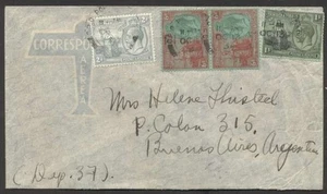 Trinidad & Tobago nach Argentinien Luftpostbrief 193.? w Paar Farbstempel + 2!!! - Bild 1 von 2