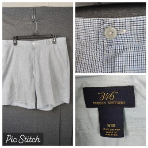 Brooks Brothers Gingham Shorts Flatfront Freizeit blau weiß Herren 38 - Bild 1 von 6