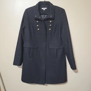 Roz & Ali Women’s Wool Blend Military Style Coat – Size L – Black - Picture 1 of 10