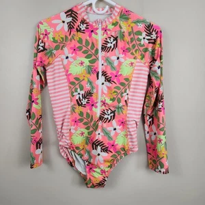 WONDER NATION Swimsuit Rash Guard One Piece Tropical Floral Girls SZ XXL/18 - Picture 1 of 10