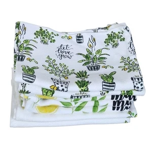 Yellow and White Lemon Print Dish Towels Set of 7 - Picture 1 of 4