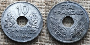 Coin France - 1943 - 10 centimes Etat français grand module (N1976) - Picture 1 of 3