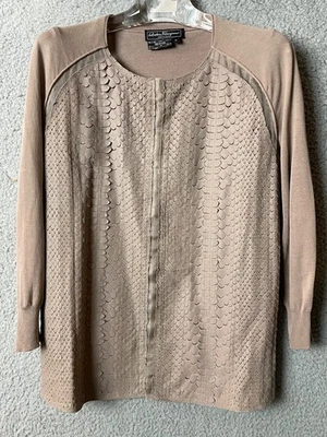 Chaqueta Blusa Top Chaqueta De Cuero Salvatore Ferragamo De Colección Mediana Taupe Diseño Serpiente Foto 1 de 4