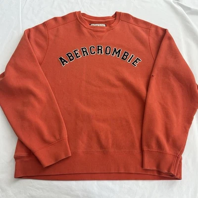 Abercrombie & Fitch Crewneck Sweatshirt Y2K Spell Out Mens Large Orange - Image 1 of 4