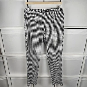 Robell Marie Full Length Trousers Size 14 Black & White Diamond Pattern Stretch - Picture 1 of 11