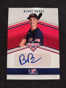 2018 Panini USA Stars & Stripes Blake Burke 14U Autograph Blue #30/174 Brewers! - Picture 1 of 7