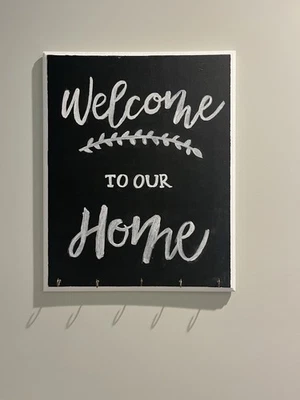 Chalkboard sign welcome sign 16"x20" With Hooks -Wall Hanging - Image 1 of 3