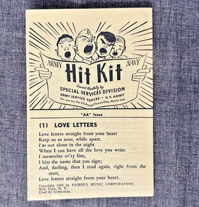 Vintage 1945 WWII Army Navy Hit Kit AA Issue Song Book Pocket Soldier Songbook - Picture 1 of 7