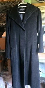 Jones New York Collection Textured Long Trench Coat Wool/Alpaca Suri Black Sz 10 - Picture 1 of 11