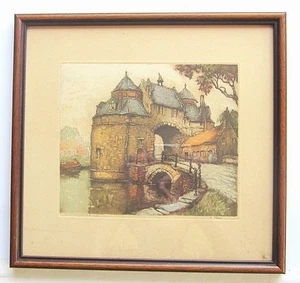 Brujas Bélgica Porte Baudets Estampado Vintage Steen ¿Coloreado a Mano? Enmarcado 1 de 4 - Imagen 1 de 7