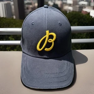 Breitling 1884 Blue Hat Cap Yellow Logo Leather Strapback Adjustable One Size - Picture 1 of 7
