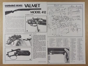Escopeta Valmet Modelo 412 vista explotada desmontaje 1981 artículo impreso - Imagen 1 de 1