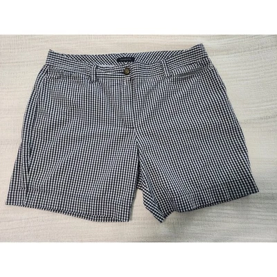 Женские шорты Lands' End Chino Gingham размер 14 — темно-синий и белый классический крой - Изображение 1 из 4