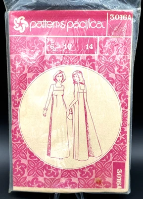 Vintage Patterns Pacifica of Hawaii Long Dress Size 6   10   14 UNCUT 3016A - Image 1 of 3