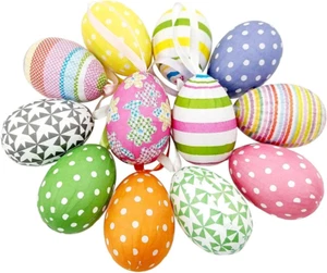 12Pcs New Colorful Paper Mache Foam Egg Hanging Ornaments Easter Tree Christmas - Picture 1 of 12