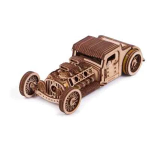 Mechanical Wood Trick wooden 3D puzzle HOT ROD Self-Assembly set - Picture 1 of 12