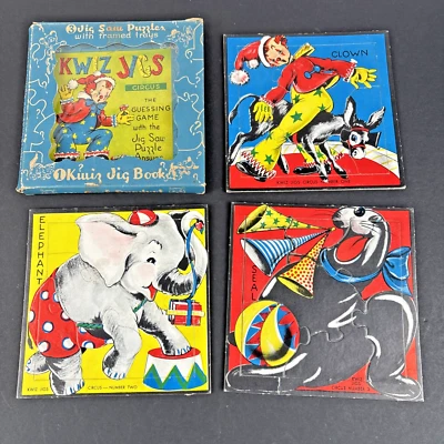 Vintage 1940's-50's Kwiz Jig Saw Puzzles w/ framed trays CIRCUS KJ-24 COMPLETE - Image 1 of 4