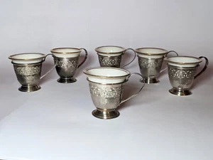 6 antike Demitasse Espressotassenhalter, Lennox & Excelsior Porzellantassen - Bild 1 von 15