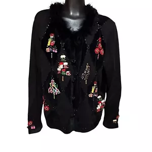 Maglione cardigan natalizio Jack B Quick donna L impreziosito da perline vintage - Foto 1 di 14