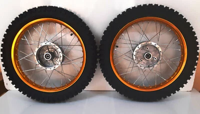 Simson 2 xRad Räder Alufelge gold S51 S50 Kr51 Schwalbe Reifen Enduro Cross Grob - Bild 1 von 4