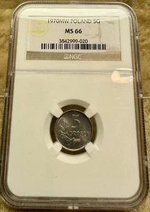 Poland 5 Groszy 1970 MW NGC MS 66 High Grade - Picture 1 of 6
