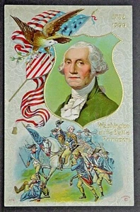 Washington's Birthday Postcard Washington at Battle of Princeton SHIPS FREE - Picture 1 of 2