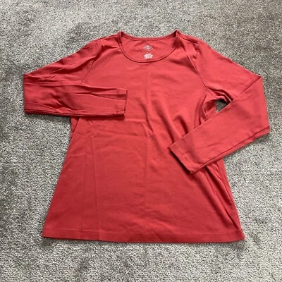 Camiseta St. John's Bay feminina grande vermelha algodão feminina casual manga longa - Imagem 1 de 4