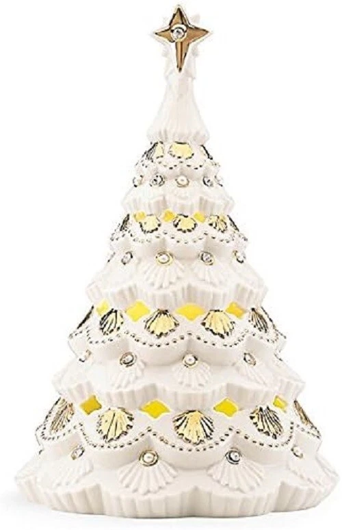 LENOX~ ÁRBOL DE NAVIDAD ILUMINADO FLORENTINO Y PERLA Grande 10.5" Hermoso Centro de Mesa Foto 1 de 4