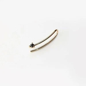 Reverse - black diamond earring, curved line gold ear climber minimalist earring - Picture 1 of 5