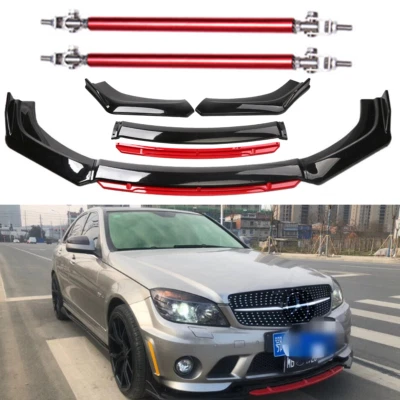 For Mercedes-Benz Front Bumper Lip Body Kit Splitter Spoiler Glossy Black Red - Изображение 1 из 4