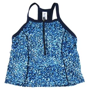 Lands' End Blue White Polka Dot Built In Bra Swimsuit Tankini Top Women Size 18 - Picture 1 of 5