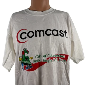 Vintage Y2K Comcast T Shirt Mens Size L White Jingle Bell Run Christmas - Picture 1 of 4