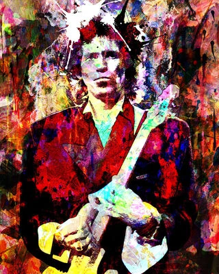 Keith Richards Art Print, Rolling Stones Canvas, Stones painting - Image 1 of 4