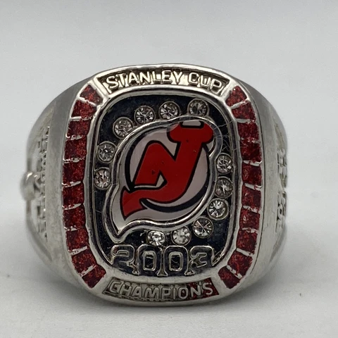 2003 New Jersey Devils Molson Hockey Replica Ring NHL Stanley Cup Silver Tone Cover